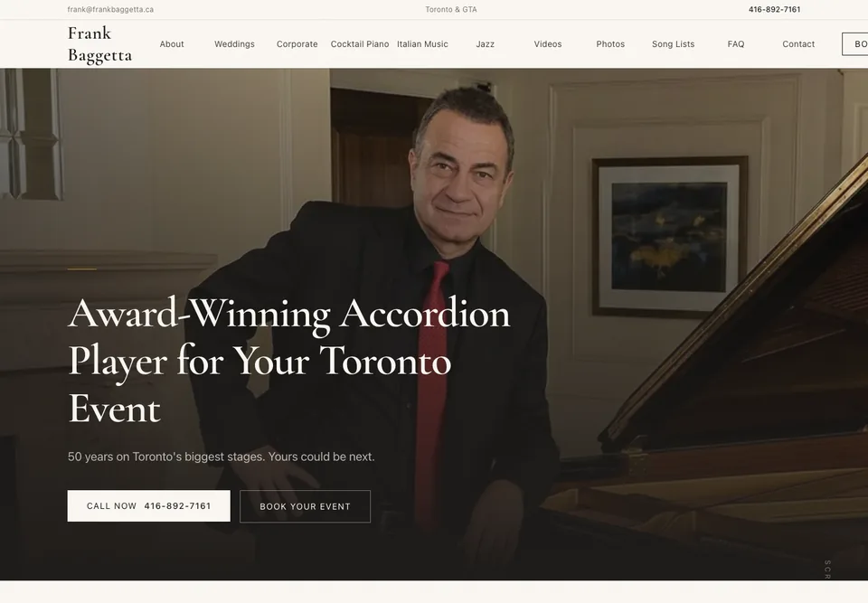Frank Baggetta website design